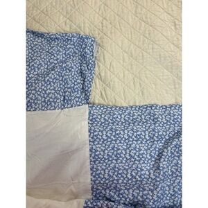Bed Skirt Dust Ruffle Blue White Flowers Queen 13" Drop Cornflower Blue Cottage